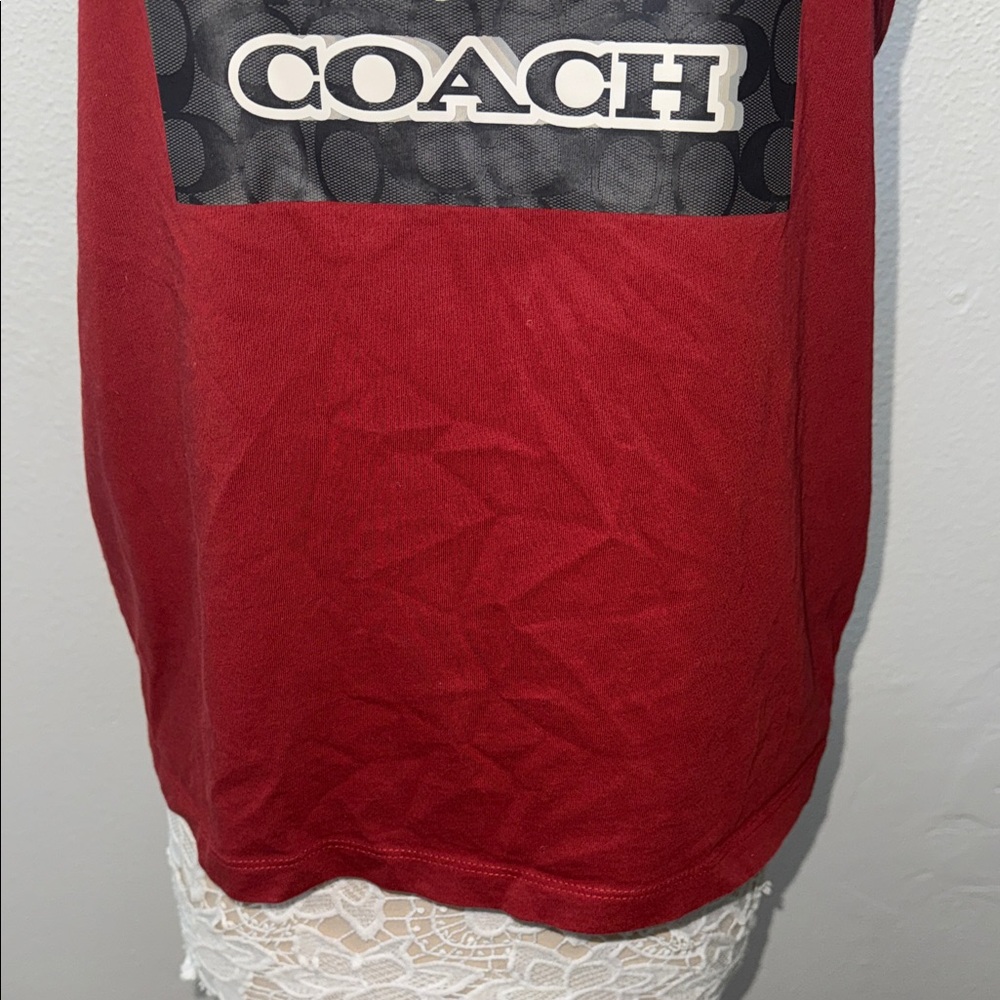 Coach Red Short Sleeve Tee with Bear Graphic - Picture 4 of 6